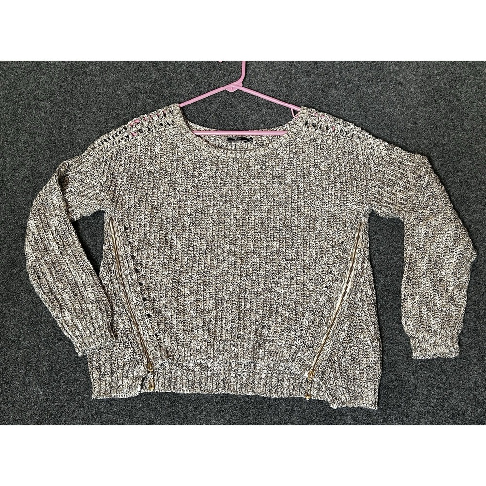 Silver Jeans Co. Women's Beige/Black Sweater W/zippers - Size‎ Small Oversized
